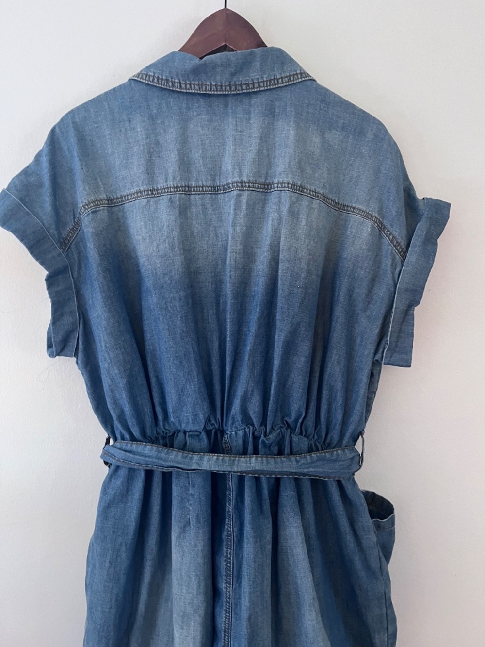 Eloquii Elements Lightweight Denim Belted Shorts Romper Short Sleeve Size 20 - Picture 9 of 10